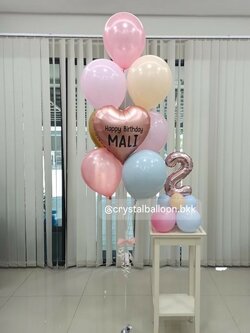 ลูกโป่งแบบช่อ ช่อลูกโป่ง ฟอยล์หัวใจ ขนาด 18" สีโรสโกล ช่อ 10 ลูก 1 ช่อ สีพาสเทล, พร้อมตกแต่ง สามารถเปลี่ยนสีลูกโป่ง/เปลี่ยนข้อความ/เปลี่ยนฟอยล์ตกแต่งได้