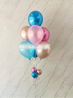 ลูกโป่ง แสดงความยินดี ช่อลูกโป่งสีโครเมี่ยม ช่อ 7 ลูก 1 ช่อ พร้อมตกแต่ง สามารถเปลี่ยนสีลูกโป่งได้