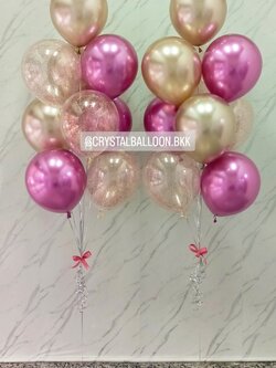 ลูกโป่ง เปิดร้าน ช่อลูกโป่งโครเมี่ยม ช่อ 9 ลูก 2 ช่อ พร้อมตกแต่ง ลูกโป่งใส ใส่ กลิตเตอร์ สามารถเปลี่ยนสีลูกโป่งได้