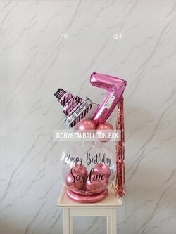 ลูกโป่ง วันเกิดเด็ก Bubble ขนาด 18" พร้อม ฟอยล์ตัวเลข ขนาด 16" 1 ชิ้น พร้อมตกแต่ง สามารถเปลี่ยนสีลูกโป่ง/เปลี่ยนข้อความ/เปลี่ยนสี-ฟอยล์ตัวเลขได้