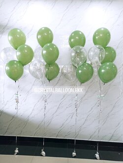 ลูกโป่ง New Year ช่อลูกโป่ง 5 ลูก 4 ช่อ Theme เขียว พร้อมตกแต่ง ป้ายธง Happy New Year สามารถเปลี่ยนสีลูกโป่ง/เปลี่ยนสี-ป้ายธงได้