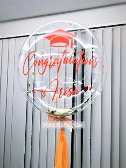 ลูกโป่ง แสดงความยินดี,รับปริญญา Bubble ขนาด 24"/36" โทนสี ส้ม แซ่บ สามารถใส่เงินได้ พร้อมตกแต่ง สามารถเปลี่ยนสีลูกโป่ง/ข้อความ/ขนาดได้