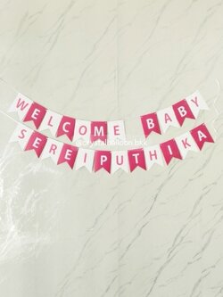 ป้ายธง ติดผนัง ป้าย Welcome Baby 23 ตัวอักษร พร้อมตกแต่ง สามารถเปลี่ยนสี-ป้ายธงได้