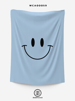 ผ้าติดผนัง ผ้าแขวนผนัง ผ้าตกแต่ง Smiley สีฟ้า WCA00059 #SOdAhome #WallCloth