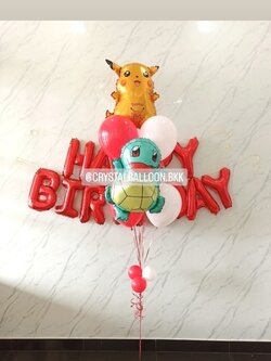 ลูกโป่ง วันเกิดเด็ก ช่อลูกโป่งฟอยล์ปิกาจู+ฟอยล์เต่า ช่อ 7 ลูก 1 ช่อ พร้อม ฟอยล์ตัวอักษร Happy birthday ขนาด 16" 1 ชิ้น พร้อมตกแต่ง สามารถเปลี่ยนสีลูกโป่ง/เปลี่ยนสี-ฟอยล์ตัวอักษร/เปลี่ยนฟอยล์ตกแต่งได้