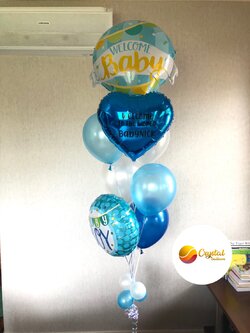ลูกโป่ง Welcome Baby Boy โทนสี น้ำเงิน-ฟ้า พร้อม ฟอยล์กลม-หัวใจ พร้อมตกเเต่ง สามารถเปลี่ยนสีลูกโป่ง/เปลี่ยนฟอยล์การ์ตูนได้