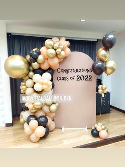 Organic Backdrop ฉาก U คว่ำ (ฉากทำสี) ขนาด กว้าง 1 เมตร สูง 180 ซม. พร้อม ช่อลูกโป่ง ช่อ 5 ลูก 1 ช่อ พร้อมตกแต่ง สามารถเปลี่ยนสีลูกโป่ง/เปลี่ยนข้อความ/เปลี่ยนสี-ฉากได้