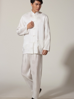 Pre-order ชุดจีน ชาย เสื้อพร้อมกางเกง สีขาว