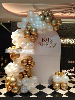 Organic Backdrop วันเกิด ฉาก U คว่ำ ขนาด กว้าง 1.20 เมตร สูง 2 เมตร (ฉากสีขาว) พร้อมตกแต่ง สามารถเปลี่ยนสีลูกโป่ง/เปลี่ยนข้อความ/เปลี่ยนสี-ฉากได้