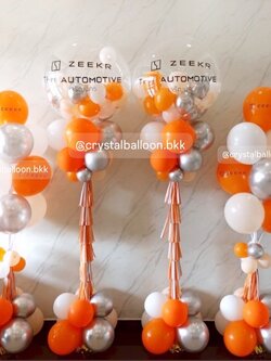 เสาลูกโป่ง เปิดงาน Bubble ขนาด 36" พร้อม ลูกโป่ง 6" ด้านใน 2 เสา พร้อม เสาช่อลูกโป่ง 10 ลูก 2 เสา พร้อมตกแต่ง สามารถเปลี่ยนสีลูกโป่ง/เปลี่ยนข้อความได้