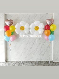 ลูกโป่ง เปิดงาน ช่อลูกโป่ง ฟอยล์หัวใจ ขนาด 18" ช่อ 7 ลูก 2 ช่อ พร้อม ฟอยล์ดอกเดซี่ 2 ชิ้น พร้อมตกแต่ง สามารถเปลี่ยนสีลูกโป่ง/เปลี่ยนข้อความ/เปลี่ยนสี-ฟอยล์ตกแต่งได้