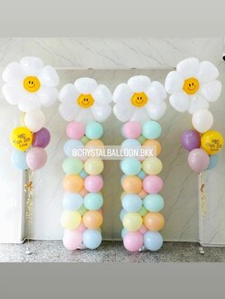 เสาลูกโป่ง เปิดงาน เสาฟอยล์ดอกเดซี่ 2 เสา พร้อม ช่อลูกโป่งฟอยล์ดอกเดซี่ ช่อ 7 ลูก 2 ช่อ Theme สีพาสเทล พร้อมตกแต่ง สามารถเปลี่ยนสีลูกโป่ง/เปลี่ยนข้อความ/เปลี่ยนฟอยล์ตกแต่งได้