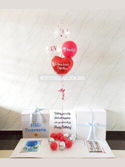 Happy Birthday Surprised Box กล่องเซอร์ไพรส์วันเกิด พร้อมตกแต่ง ฟอยล์หัวใจ 18" 1ชิ้น ลูกโป่งใสใส่กลิตเตอร์ สามารถใส่รูปได้ 2 ใบ สามารถเปลี่ยนสีลูกโป่ง เปลี่ยนข้อความได้