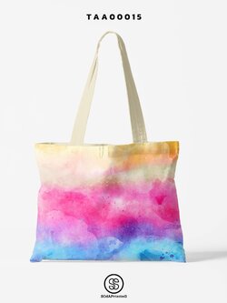 กระเป๋าผ้าช็อปเปอร์ สีมัดย้อม รหัส TAA00015 #SOdABag #SOdAPrintinG #กระเป๋าShopper #กระเป๋าผ้าสะท้อนน้ำ