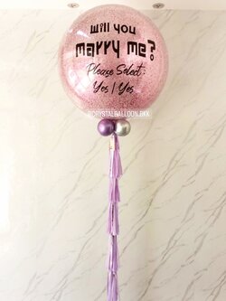 ลูกโป่ง Will You Marry Me? Bubble ขนาด 36" สีชมพู พร้อมตกแต่ง สามารถเปลี่ยนสีลูกโป่ง/เปลี่ยนข้อความ/เปลี่ยนขนาดได้