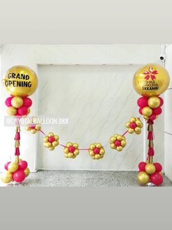 เสาลูกโป่ง เปิดร้าน Bubble ขนาด 36" กลิตเตอร์สีทอง 2 เสา พร้อม ริบบิ้นตัดเปิดงาน 5 ท่าน พร้อมตกแต่ง สามารถเปลี่ยนสีลูกโป่ง/เปลี่ยนข้อความได้