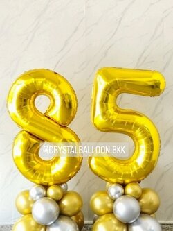 ลูกโป่ง วันเกิด ฟอยล์ตัวเลข ขนาด 40" ตั้งฐาน 2 ชิ้น พร้อมตกแต่ง สามารถเปลี่ยนสีลูกโป่ง/เปลี่ยนสี-ฟอยล์ตัวเลขได้
