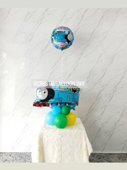ลูกโป่ง วันเกิดเด็ก Theme Thomas ฟอยล์รถไฟ ตั้งฐาน 1 ชิ้น พร้อม ฟอยล์กลม ขนาด 18" 1 ชิ้น พร้อมตกแต่ง สามารถเปลี่ยนฟอยล์ตกแต่งได้