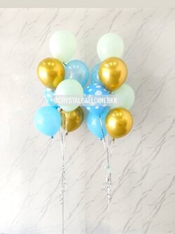 ลูกโป่ง Welcome Baby ช่อลูกโป่ง ช่อ 7 ลูก 2 ช่อ Theme สีฟ้า-เขียว พร้อมตกแต่ง สามารถเปลี่ยนสีลูกโป่งได้