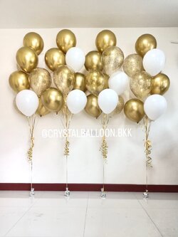 ลูกโป่ง เปิดงาน ช่อลูกโป่งโครเมี่ยม ช่อ 10 ลูก 4 ช่อ พร้อมตกแต่ง ลูกโป่งใส ใส่กลิตเตอร์ สามารถเปลี่ยนสีลูกโป่งได้