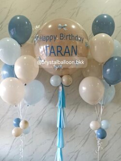 ลูกโป่ง วันเกิด ลูกโป่งยาง 36" สีแซน พร้อมตกแต่ง ช่อลูกโป่ง 7 ลูก 2 ช่อ,โทนฟ้า สามารถเปลี่ยนสีลูกโป่ง/เปลี่ยนข้อความ/เปลี่ยนขนาดได้