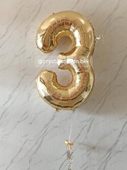 ลูกโป่ง วันเกิดเด็ก ฟอยล์ตัวเลขสีทองอ่อน ขนาด 40" 1 ชิ้น พร้อมตกแต่ง สามารถเปลี่ยนสีลูกโป่ง/เปลี่ยนข้อความ/เปลี่ยนฟอยล์ตกแต่งได้