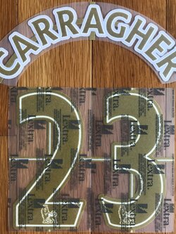 ชุดชื่อและเบอร์ติดเสื้อฟุตบอล #23 คาร์ราเกอร์ สโมสรลิเวอร์พูล (ชุดเยือน EPL 2009/10) BABY SIZE ใหม่ / #23 CARRAGHER LIVERPOOL Football Club (Away EPL 2009/10) BABY SIZE Name and Number Set NEW