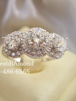 SR001RD+++3 Diamonds Luxury Style+++แหวนเงินแท้ ดีไซน์สวยหรู แบบร้านจิวเวลลี่ทันสมัย ตามcounter ห้างเลย เหมือนของแท้สุดๆ เล่นไฟวิีงๆ รับประกันความสวย