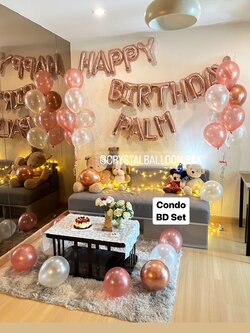 ลูกโป่ง วันเกิด Set Condo ช่อลูกโป่ง ช่อ 7 ลูก 2 ช่อ พร้อม ฟอยล์ตัวอักษร Happy Birthday ขนาด 16" 1 ชิ้น พร้อมตกแต่ง ลูกโป่งโปรยพื้น 10 ลูก,ฟอยล์ตัวอักษร ขนาด 16" 4 ตัวอักษร สามารถเปลี่ยนสีลูกโป่ง/เปลี่ยนสี-ฟอยล์ตัวอักษรได้