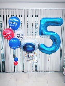 ลูกโป่ง วันเกิดเด็กชาย Theme มนุษย์อวกาศ พร้อม ช่อลูกโป่ง 4 ลูก 1 ช่อ,ฟอยล์ตัวเลข ขนาด 40" 1 ตัว พร้อมตกเเต่ง สามารถเปลี่ยนสีลูกโป่ง/เปลี่ยนข้อความ/เปลี่ยนฟอยล์ตกแต่ง/เปลี่ยนสี-ฟอยล์ตัวเลขได้