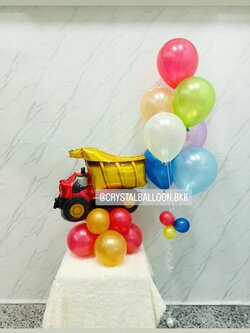 ลูกโป่ง วันเกิดเด็ก ฟอยล์รถบรรทุก ตั้งฐาน 1 ชิ้น พร้อม ช่อลูกโป่ง ช่อ 7 ลูก 1 ช่อ พร้อมตกแต่ง สามารถเปลี่ยนสีลูกโป่ง/เปลี่ยนฟอยล์ตกแต่งได้