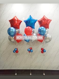 ลูกโป่ง แสดงความยินดี ช่อลูกโป่งฟอยล์ดาว ขนาด 24" ช่อ 5 ลูก 3 ช่อ พร้อมตกแต่ง สามารถเปลี่ยนสีลูกโป่ง/เปลี่ยนสี-ฟอยล์ตกแต่งได้
