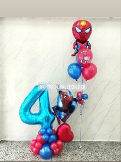 ลูกโป่ง วันเกิดเด็ก ฟอยล์ตัวเลข ขนาด 40" ตั้งฐานคู่ พร้อม ฟอยล์ Spider Man 1 ชิ้น,ฟอยล์หัวใจ ขนาด 18" 1 ชิ้น,ช่อลูกโป่งฟอยล์ Spider Man ช่อ 5 ลูก 1 ช่อ พร้อมตกแต่ง สามารถเปลี่ยนสีลูกโป่ง/เปลี่ยนข้อความ/เปลี่ยนสี-ฟอยล์ตัวเลข-ฟอยล์ตกแต่งได้