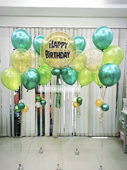 ลูกโป่ง วันเกิดเด็ก Bubble ขนาด 24" กลิตเตอร์สีทอง พร้อม ช่อลูกโป่ง ช่อ 5 ลูก 4 ช่อ,ลูกโป่งใส ใส่ กลิตเตอร์ พร้อมตกเเต่ง สามารถเปลี่ยนสีลูกโป่ง/เปลี่ยนข้อความ/เปลี่ยนขนาดได้