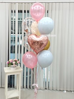 ลูกโป่ง วันเกิด โทนสี พาสเทล พร้อม ฟอยล์หัวใจ ขนาด 18" 1 ชิ้น,ลูกโป่งใส ใส่ Confetti พร้อมตกเเต่ง สามารถเปลี่ยนสีลูกโป่ง/เปลี่ยนข้อความ/เปลี่ยนสี-ฟอยล์ตกแต่งได้