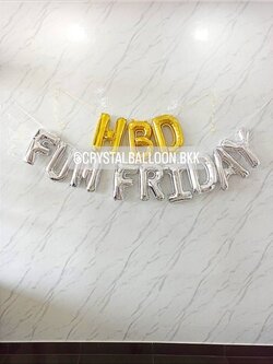 ลูกโป่ง วันเกิด ฟอยล์ตัวอักษร ติดผนัง ขนาด 16" 12 ตัวอักษร พร้อมตกแต่ง สามารถเปลี่ยนสี-ฟอยล์ตัวอักษรได้