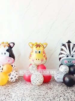 ลูกโป่ง วันเกิดเด็ก ฟอยล์ม้าลาย ตั้งฐาน 1 ชิ้น พร้อมตกแต่ง ฟอยล์ยีราฟ ตั้งฐาน 1 ชิ้น,ฟอยล์วัว ตั้งฐาน 1 ชิ้น สามารถเปลี่ยนสีลูกโป่ง/เปลี่ยนสี-ฟอยล์ตกแต่งได้