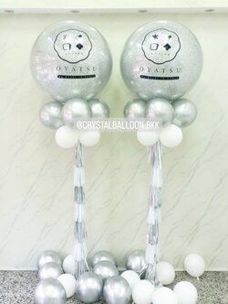 เสาลูกโป่ง เปิดร้าน Bubble ขนาด 36" กลิตเตอร์สีเงิน 2 เสา พร้อม ลูกโป่งโปรยพื้น 16 ลูก พร้อมตกแต่ง สามารถเปลี่ยนสีลูกโป่ง/เปลี่ยนข้อความได้
