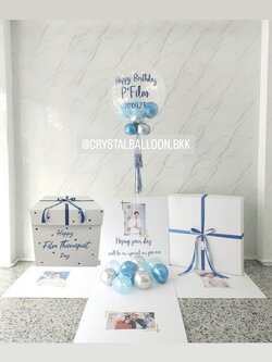 Happy Birthday Surprised Box กล่องเซอร์ไพรส์วันเกิด Bubble USA 24" พร้อมตกแต่ง สามารถใส่รูปได้ 4 ใบ สามารถเปลี่ยนสีลูกโป่ง/เปลี่ยนข้อความได้