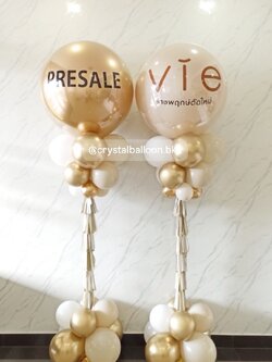 เสาลูกโป่ง เปิดงาน ลูกโป่งยาง ขนาด 36" สีทองอ่อน 1 เสา , ลูกโป่งยาง ขนาด 36" สีแซน 1 เสา พร้อมตกแต่ง สามารถเปลี่ยนสีลูกโป่ง/เปลี่ยนข้อความได้