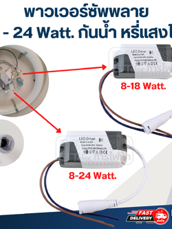 พาวเวอร์ซัพพลาย, บัลลาสต์ LED Driver 8-24Watt.(24-86V.) (รุ่นใหม่ วงจรกันไฟตก-ไฟกระชาก)