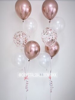 ลูกโป่ง แสดงความยินดี ช่อลูกโป่ง 5 ลูก 2 ช่อ พร้อมตกแต่ง ลูกโป่งใส ใส่ Confetti สามารถเปลี่ยนสีลูกโป่ง/เปลี่ยนข้อความได้