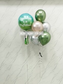 ลูกโป่ง รับปริญญา ฟอยล์กลม USA สีเขียว ขนาด 18" พร้อม ช่อลูกโป่งสีโครเมี่ยม ช่อ 5 ลูก 1 ช่อ พร้อมตกแต่ง สามารถเปลี่ยนสีลูกโป่ง/เปลี่ยนข้อความ/เปลี่ยนขนาดได้