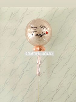 ลูกโป่ง วันเกิด Bubble ขนาด 24" กลิตเตอร์สีโรสโกล 1 ลูก พร้อมตกแต่ง สามารถเปลี่ยนสีลูกโป่ง/เปลี่ยนข้อความ/เปลี่ยนขนาดได้