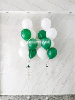 ลูกโป่งเซอร์ไพรส์ ลูกโป่งช่อ 7 ลูก 2 ช่อ,ธีมสีขาว-เขียว พร้อมตกแต่ง สามารถเปลี่ยนสีลูกโป่ง/เปลี่ยนข้อความได้
