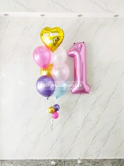 ลูกโป่งเซอร์ไพรส์วันเกิด ลูกโป่งช่อ 7 ลูก 1 ช่อ,ฟอยล์หัวใจเป่าลอย1 ชิ้น ,ฟอยล์ตัวเลขเป่าลอย 1 ชิ้น ,พร้อมตกแต่ง สามารถเปลี่ยนสีลูกโป่ง/เปลี่ยนข้อความได้