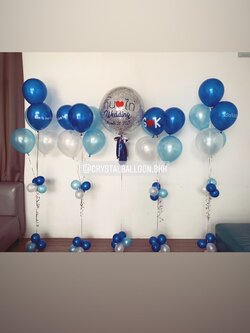 ลูกโป่ง งานแต่ง Bubble ขนาด 24" สีน้ำเงิน-ฟ้า พร้อม ช่อลูกโป่ง ช่อ 5 ลูก 4 ช่อ พร้อมตกเเต่ง สามารถเปลี่ยนสีลูกโป่ง/เปลี่ยนข้อความ/เปลี่ยนขนาดได้