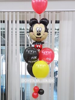 ลูกโป่ง วันเกิดเด็ก ช่อลูกโป่งฟอยล์ Mickey Mouse ช่อ 5 ลูก 1 ช่อ พร้อมตกแต่ง สามารถเปลี่ยนสีลูกโป่ง/เปลี่ยนข้อความ/เปลี่ยนฟอยล์ตกแต่งได้