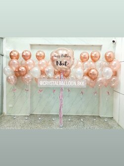 ลูกโป่ง วันเกิด Bubble ขนาด 36" กลิตเตอร์สีโรสโกล พร้อม ช่อลูกโป่ง ช่อ 7 ลูก 8 ช่อ พร้อมตกแต่ง สามารถเปลี่ยนสีลูกโป่ง/เปลี่ยนข้อความ/เปลี่ยนขนาดได้