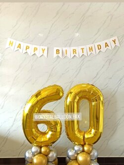 ลูกโป่ง วันเกิด ฟอยล์ตัวเลข ขนาด 40" ตั้งฐาน 2 ชิ้น พร้อม ป้ายธง Happy Birthday 1 ชิ้น พร้อมตกแต่ง สามารถเปลี่ยนสีลูกโป่ง/เปลี่ยนสี-ฟอยล์ตัวเลข/เปลี่ยนสี-ป้ายธงได้